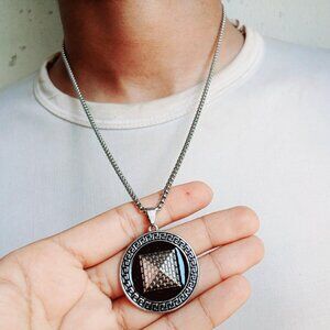 Silver Color Metal Chain Pendant Necklace